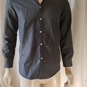Black Label Men's Black and White Geometric Shirt